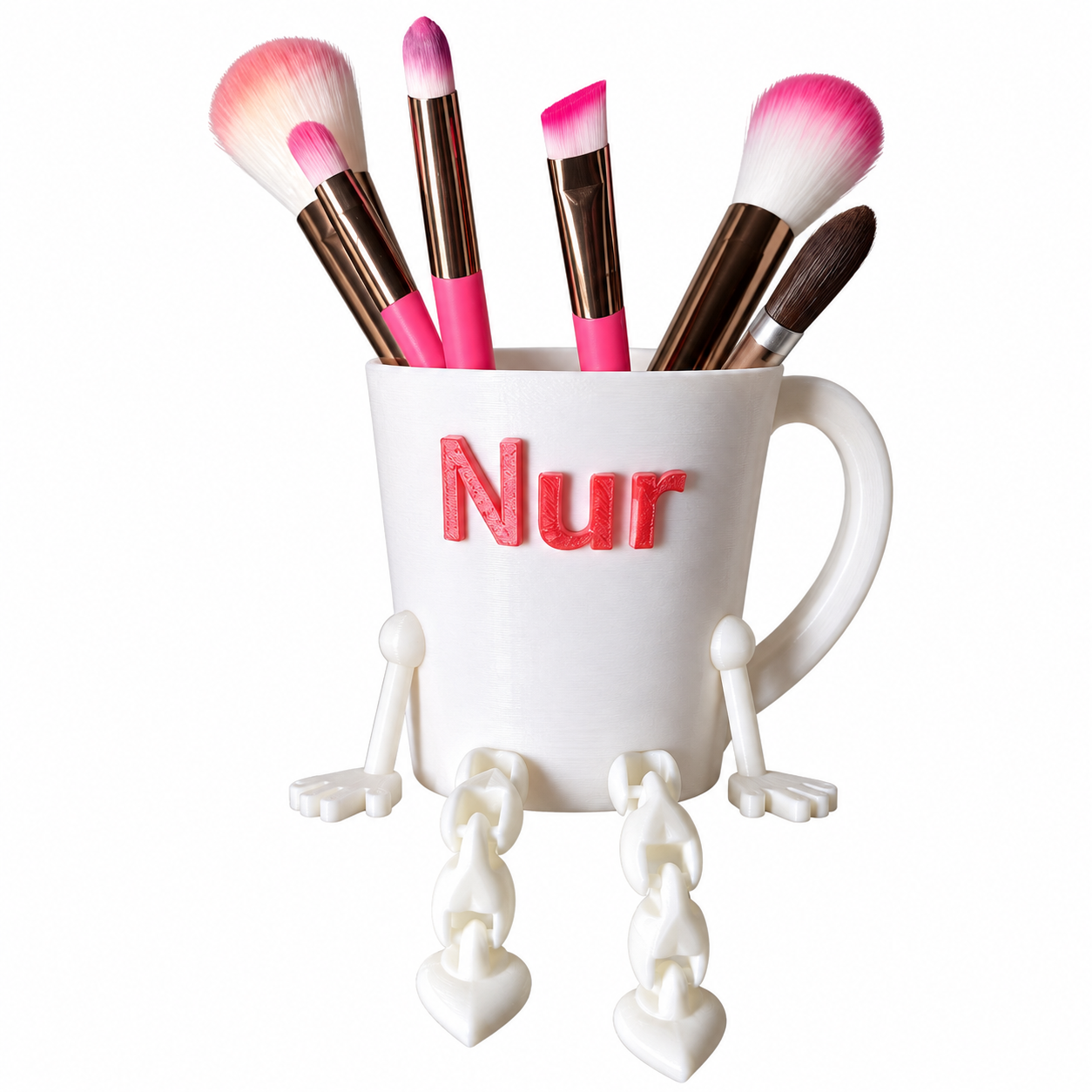 Custom Name Flexi Heart Leg Pen Holder – 3D Printed