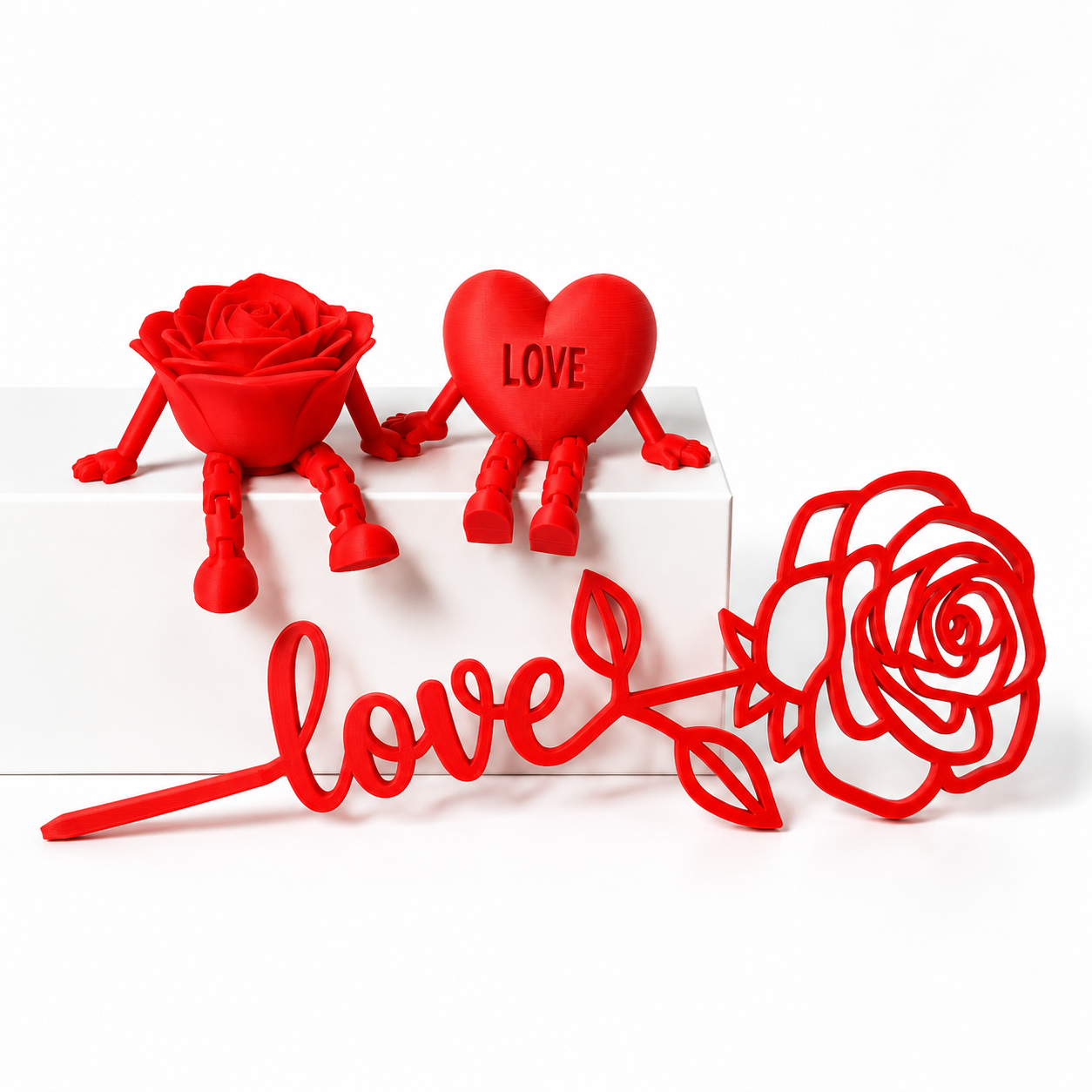 Articulated Heart, Rose & Love Rose – 3D Printed